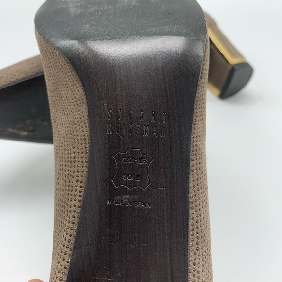 Stuart Weitzman Pointy Toe Textured Gray Taupe 5M - Picture 7 of 8